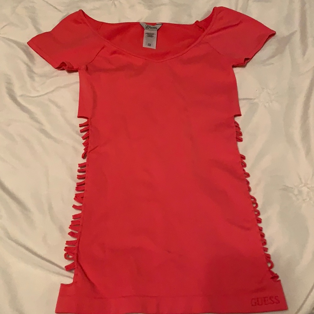 NWOT coral Guess stretch top with open sides.  Sexy.